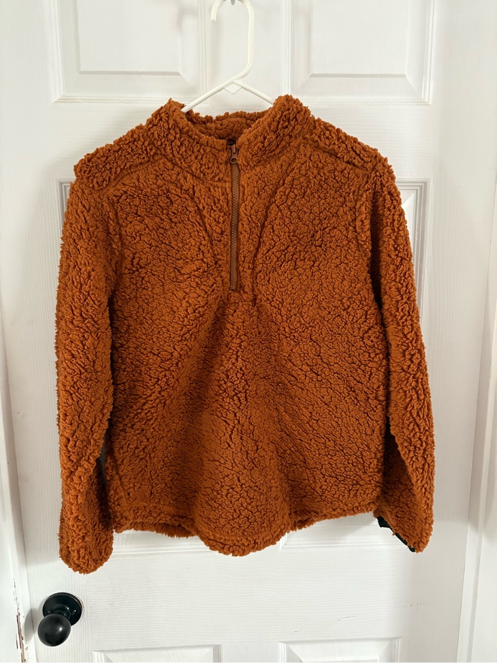 Fahrenheit Women's Plush Sherpa Half-Zip Pullover - Rust Orange